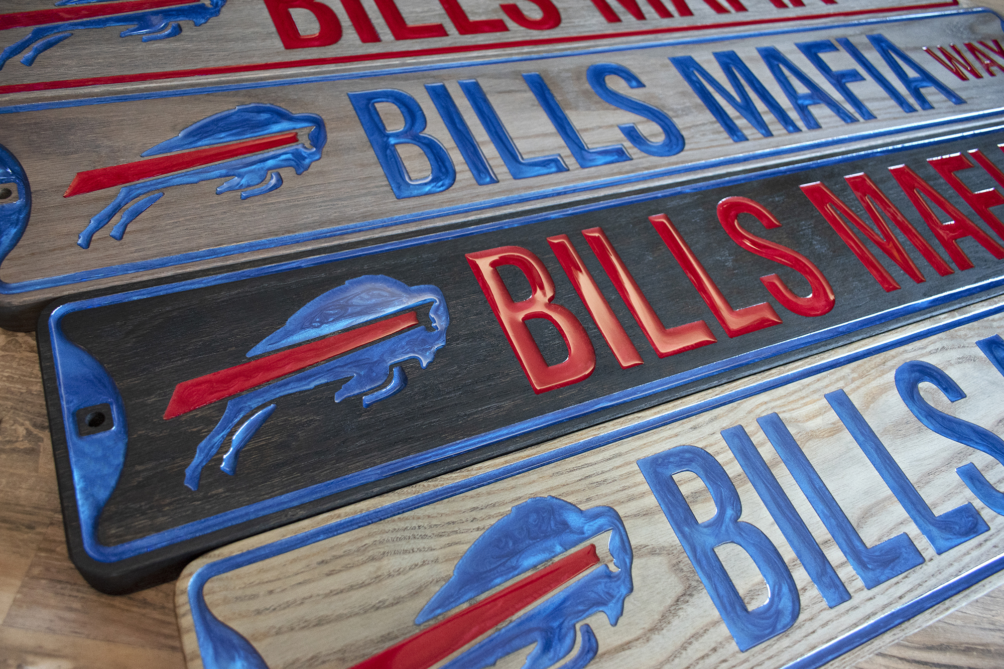 Bills Mafia Way Wood & Epoxy Street Sign Wall Decor